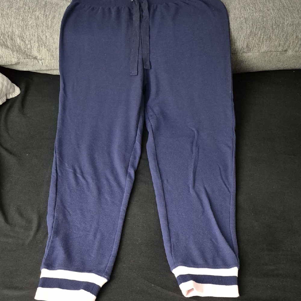 Joe Fresh Navy Track Pants with White and Pink Trim